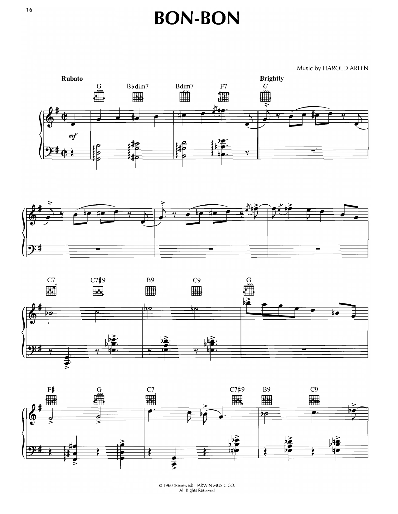 Produktgalerie: Seite 1 von 1 Bon-Bon, Harold Arlen, Klavier