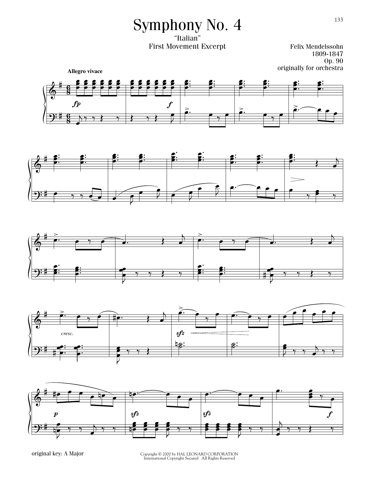 Product picture to: Symphony No. 4 ("Italian"), First Movement Excerpt