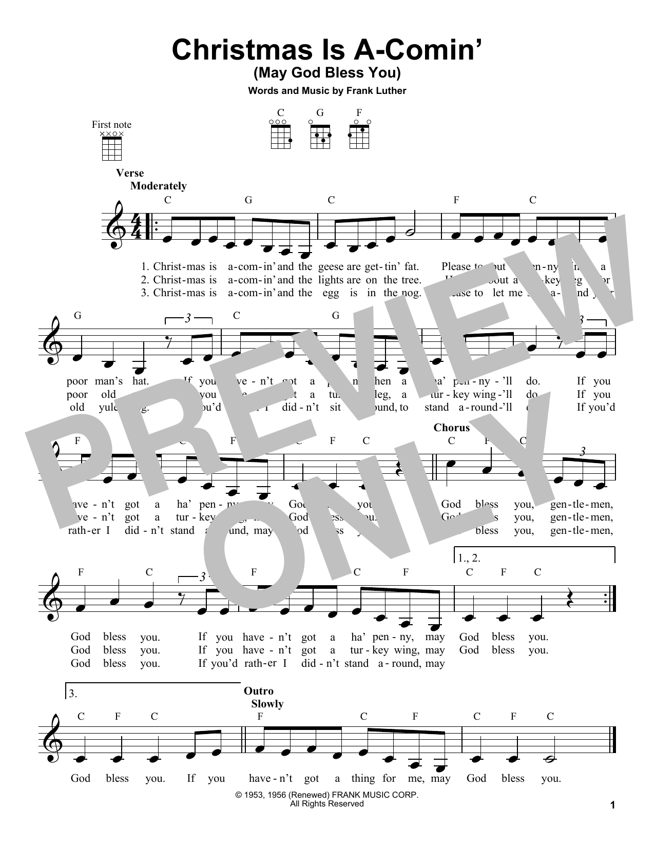 Product gallery: Page 1 of 1 Christmas Is A-Comin' (May God Bless You), Frank Luther