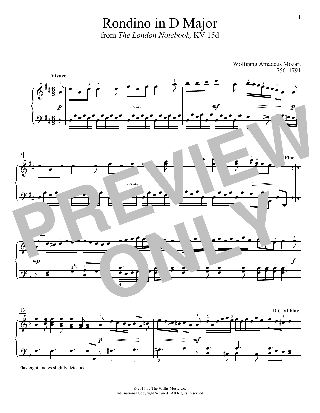 Produktbild zu: Rondino In D Major