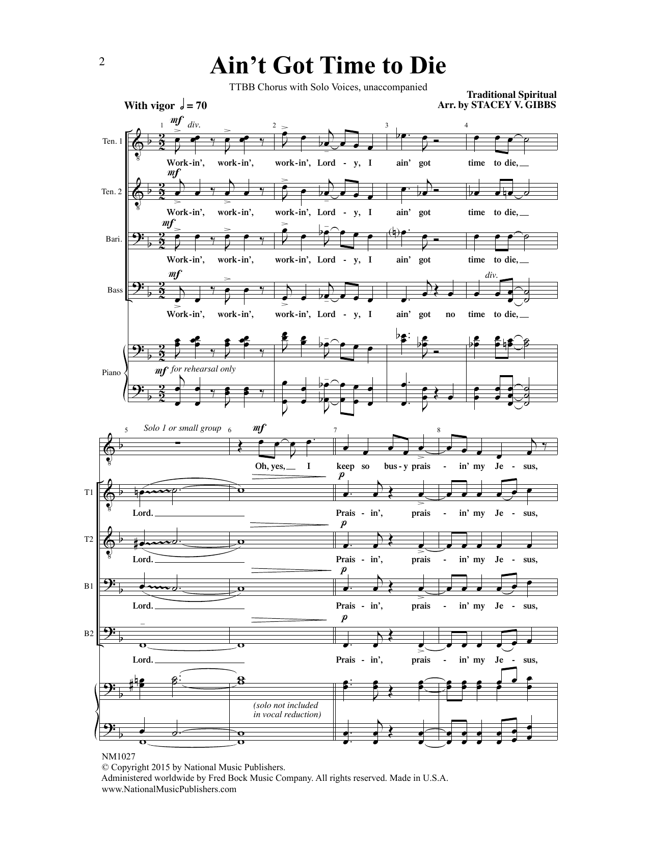 Produktbild zu: Ain't Got Time To Die (arr. Stacey V. Gibbs)