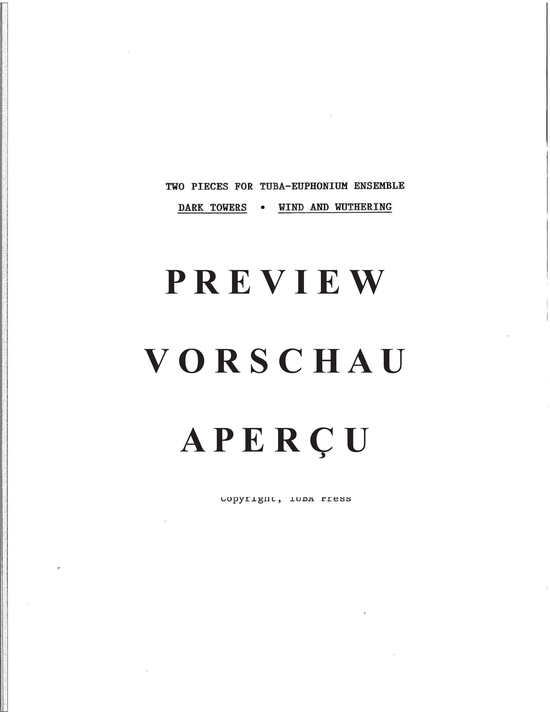 Produktgalerie: Seite 3 von 21 Two Pieces for Tuba/Euphonium Ensemble: Dark Towers, Wind and Wuthering , , (Tuba Ensemble EEET/EEET)