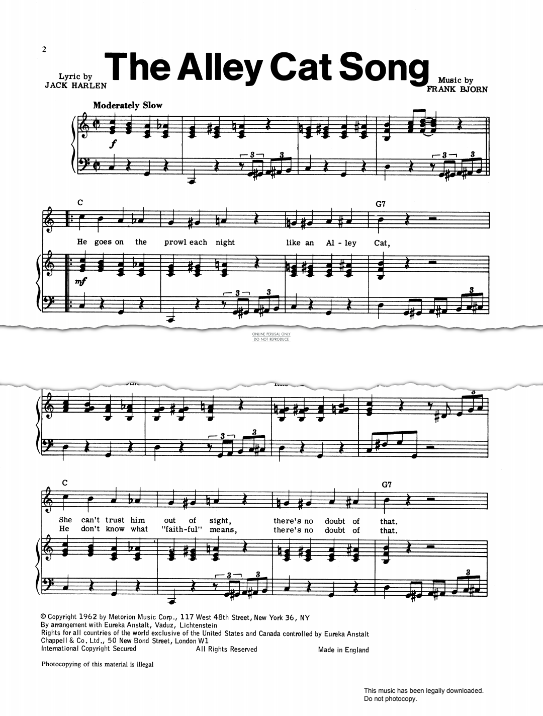 gallery: The Alley Cat Song, Peggy Lee, Gesang, Gitarre, Klavier