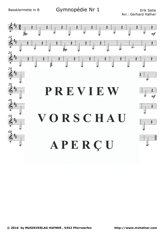 Product gallery: Page 11 of 11 Gymnopedie No. 1, , (Clarinet Quintet)