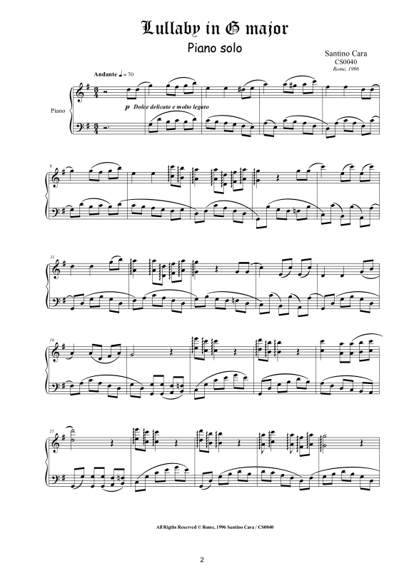 Produktgalerie: Seite 1 von 5 Wiegenlied in G-Dur, , Klavier Solo