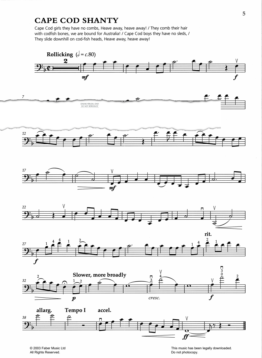 Produktgalerie: Seite 1 von 1 Cape Cod Shanty (from 'O Shenandoah!'), American Traditional, Klavier, Violoncello