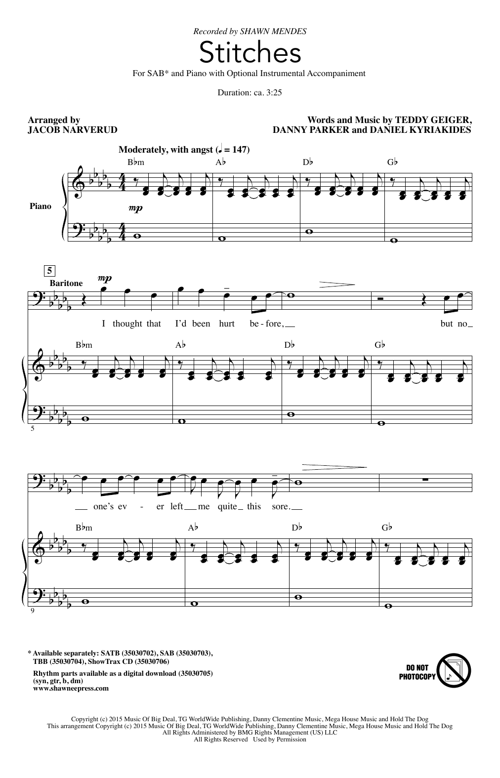 Produktbild zu: Stitches (arr. Jacob Narverud)