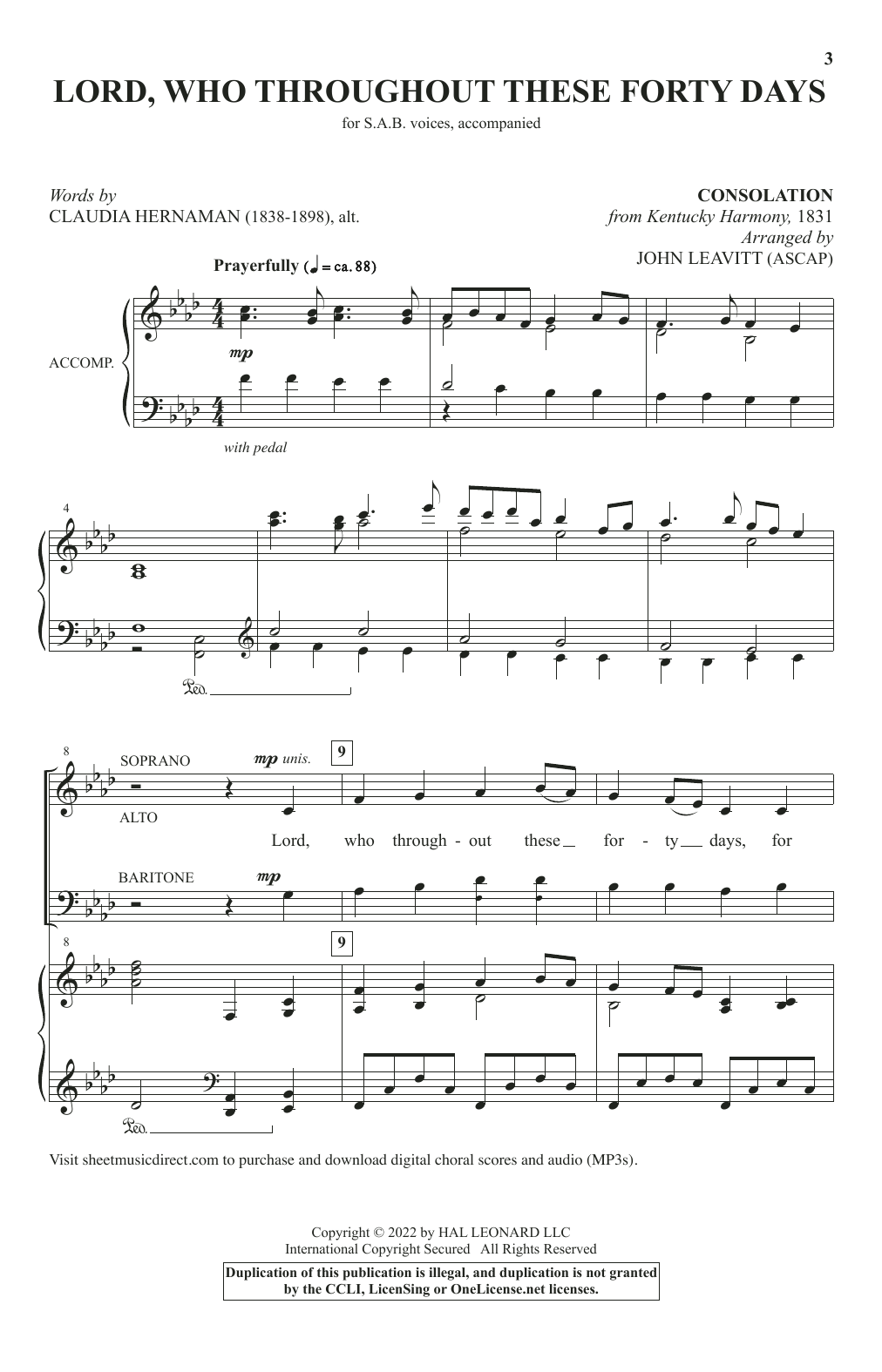 Product picture to: Lord, Who Throughout These Forty Days (arr. John Leavitt)
