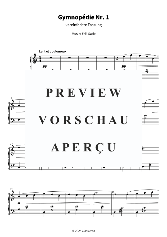 gallery: Gymnopédie Nr. 1 - vereinfachte Fassung, , (Klavier Solo)