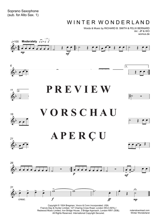 Product gallery: Page 9 of 9 Winter Wonderland (Jazz-Version)  (Saxophon Quartett A(S) , Crosby, Bing, ATB)