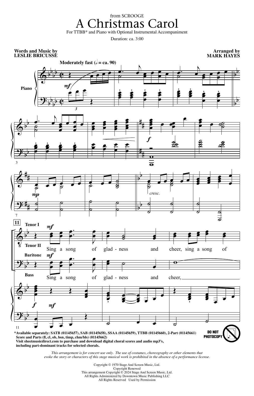 Produktbild zu: A Christmas Carol (from Scrooge) (arr. Mark Hayes)