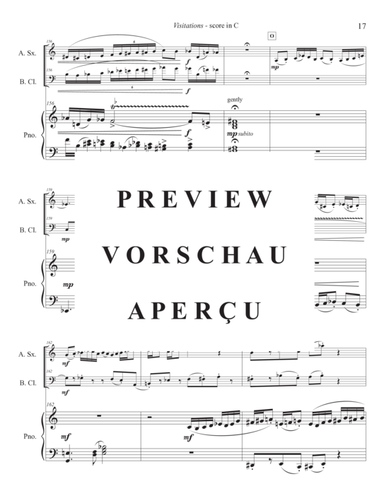Product gallery: Page 21 of 21 Visitations from the Dark , , (alto saxophone, bass clarinet and piano)
