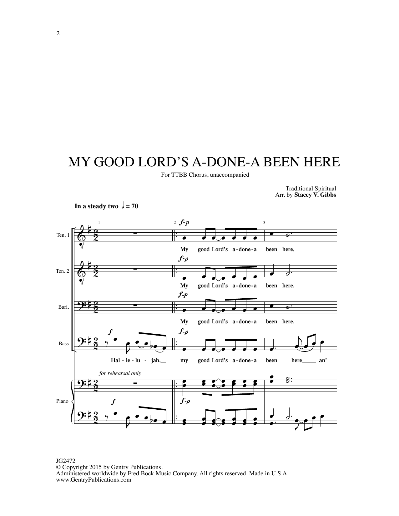 Product picture to: My Good Lord's Done-a Been Here (arr. Stacey V. Gibbs)