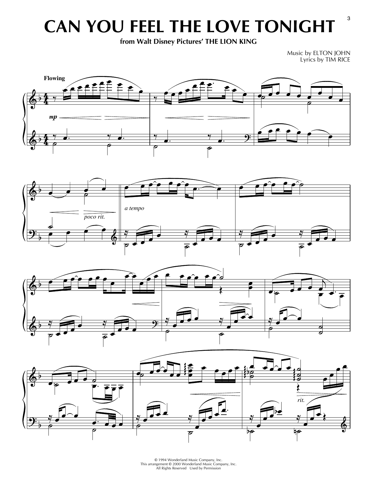 Product gallery: Page 1 of 1 Can You Feel The Love Tonight (from The Lion King) (arr. Phillip Keveren), Elton John