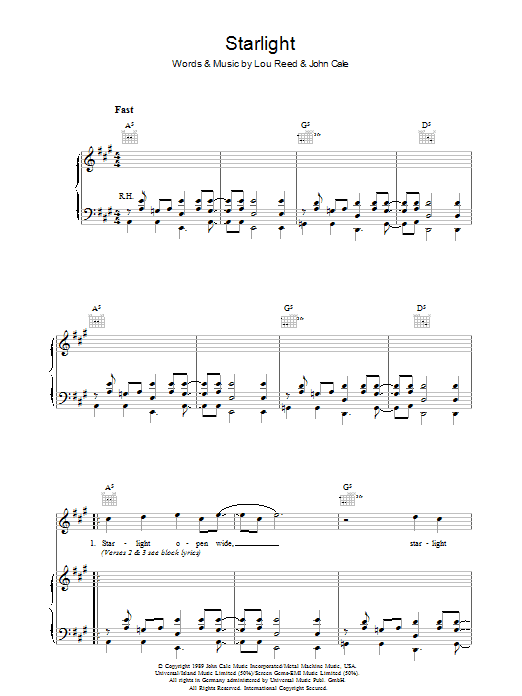 Produktgalerie: Seite 1 von 1 Starlight, Lou Reed, Gesang, Gitarre, Klavier