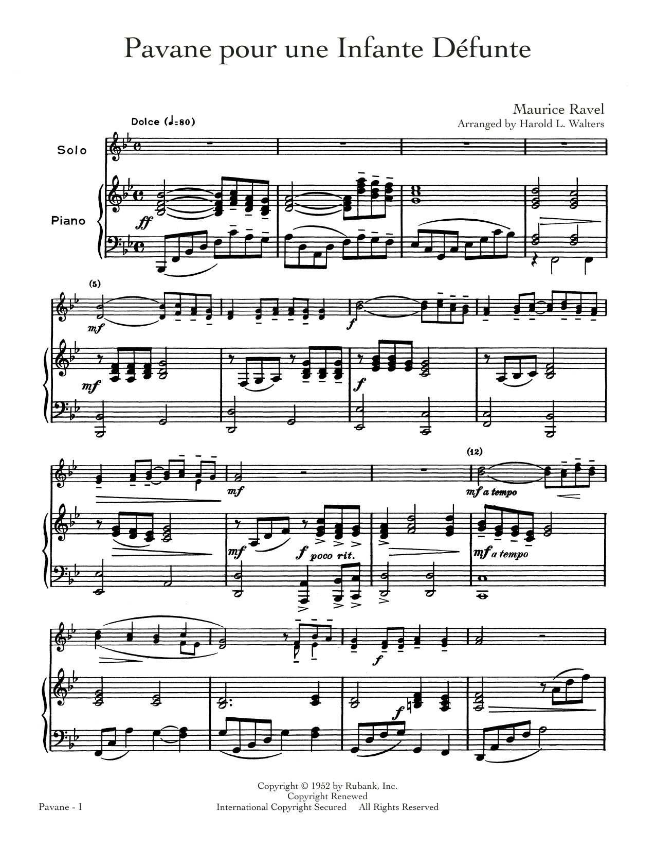 Product gallery: Page 1 of 1 Pavane pour une Infante Defunte, Maurice Ravel
