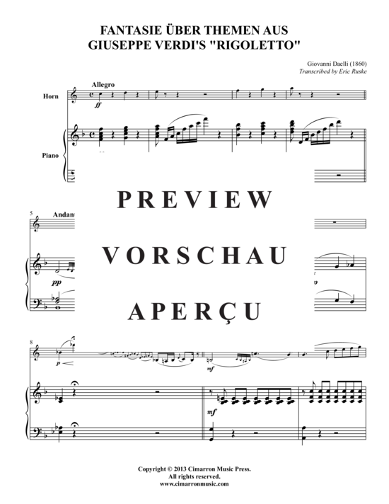 Produktgalerie: Seite 2 von 21 Fantasie über Themen aus Giuseppe Verdi's Rigoletto , , (Horn + Klavier)
