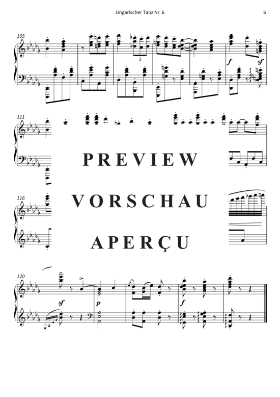 gallery: Ungarischer Tanz Nr. 6 - aus der Sammlung Ungarische Tänze, Buch 2 , , (Klavier Solo)