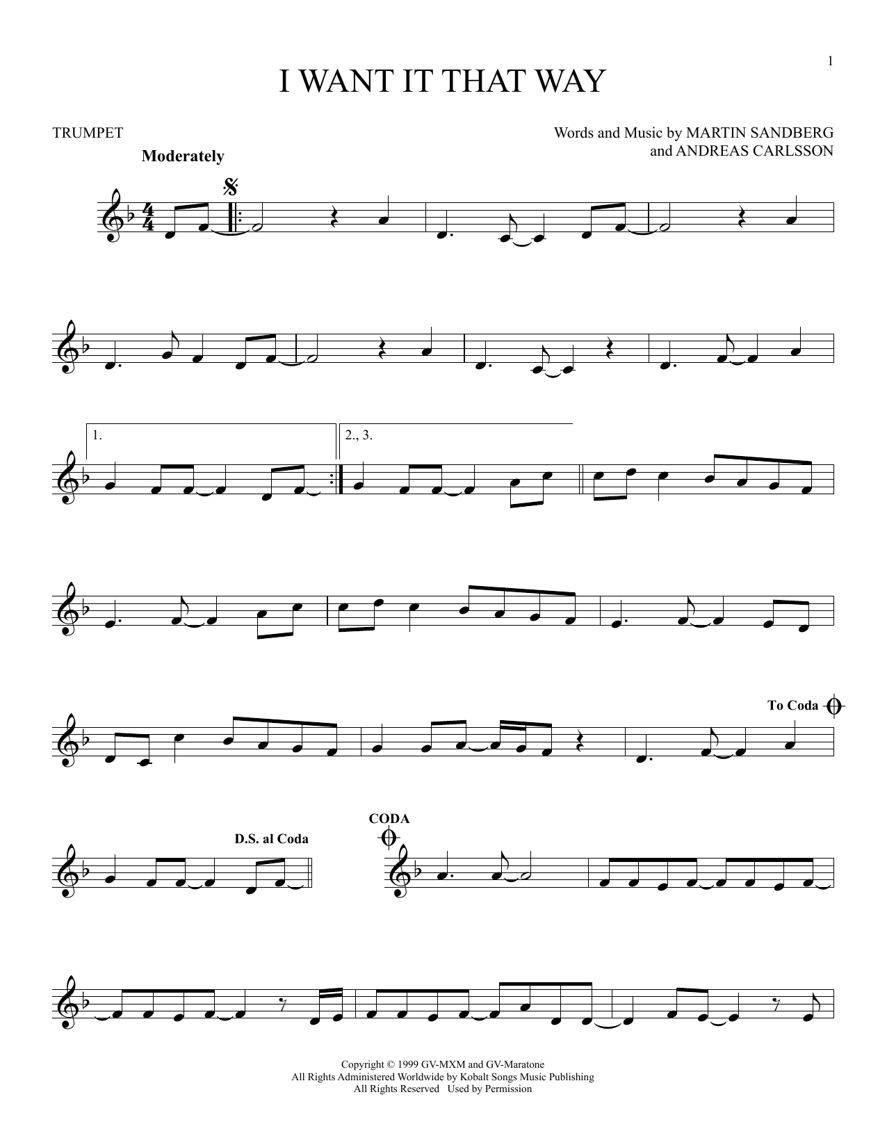 Produktgalerie: Seite 1 von 1 I Want It That Way, Backstreet Boys, Trompete