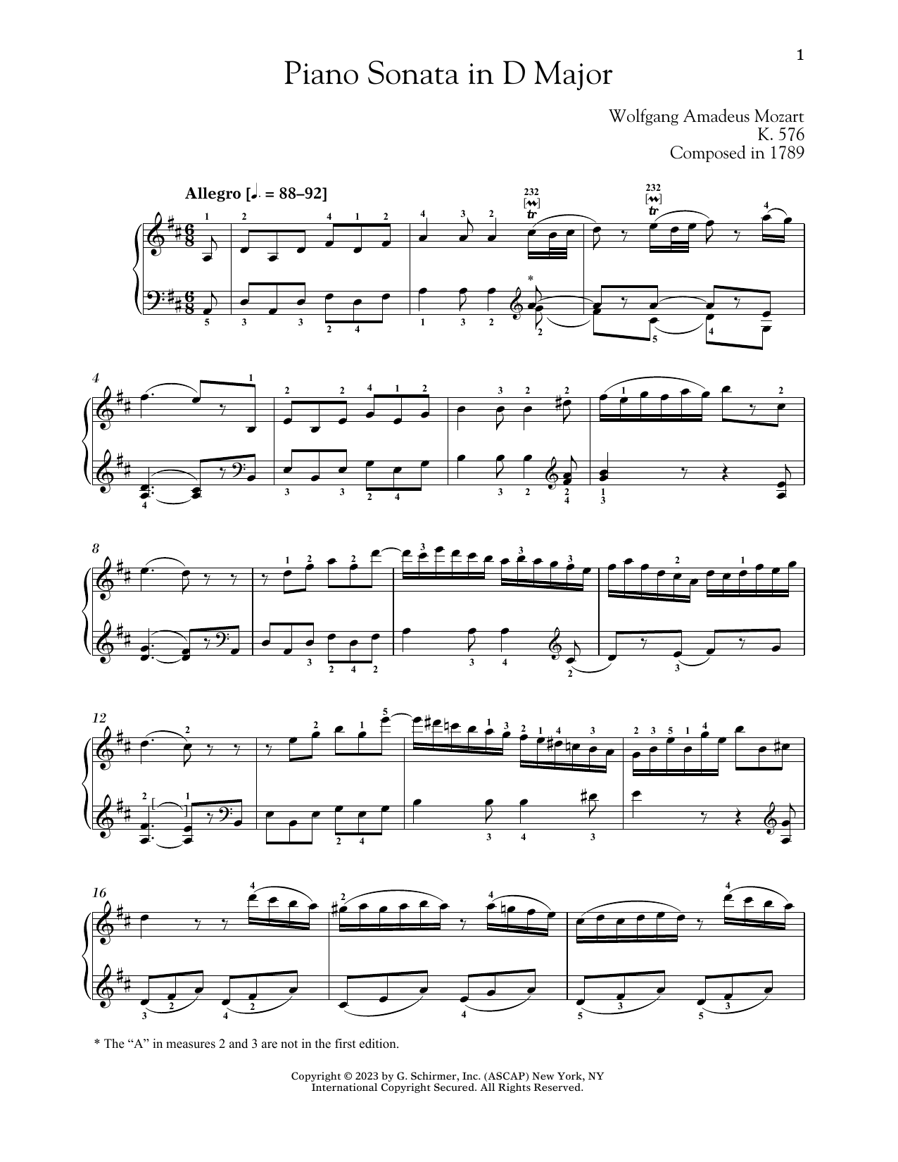 Produktbild zu: Piano Sonata In D Major, K. 576