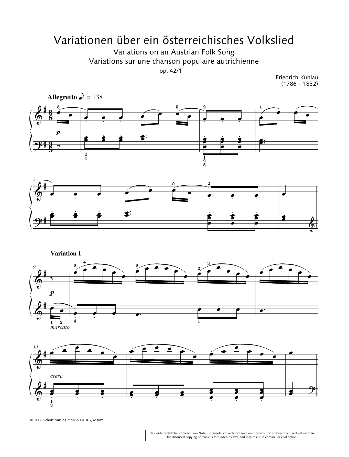 Product gallery: Page 1 of 1 Variations on an Austrian Folk Song, Hans-Gunter Heumann