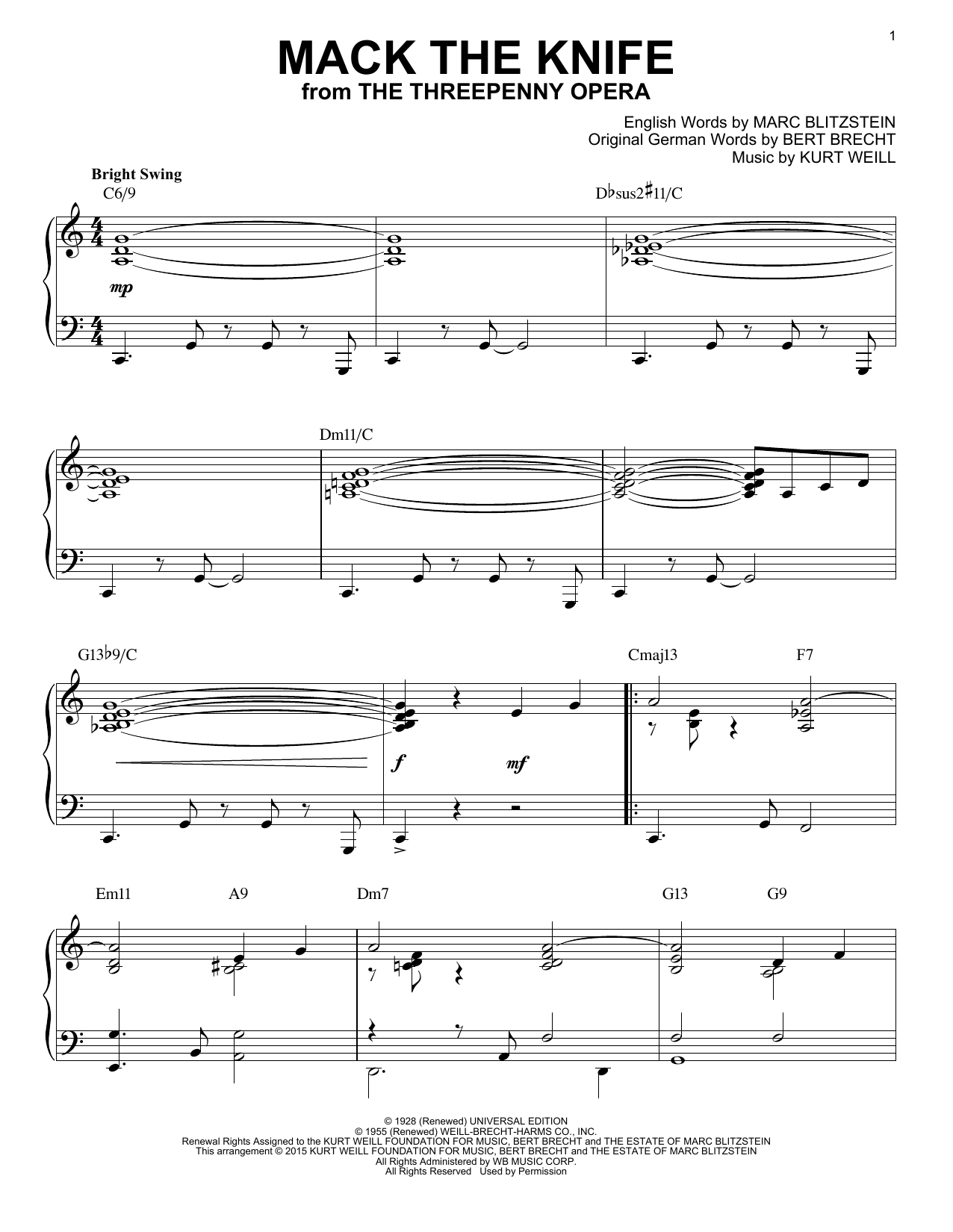 Product picture to: Mack The Knife [Jazz version] (arr. Brent Edstrom)