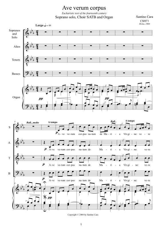 Produktbild zu: Ave verum corpusSantino Cara
