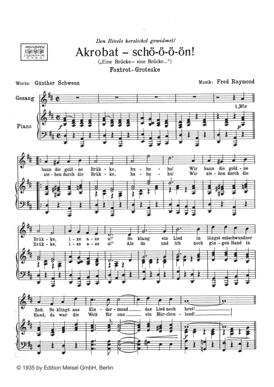 Produktbild zu: Akrobat schö-ö-ö-ön! (Eine Brücke, eine Brücke)Foxtrott Groteske