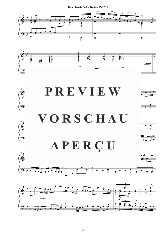 Produktgalerie: Seite 3 von 11 Toccata Nr. 6 G-Moll BWV 915, , Cembalo/Klavier Solo