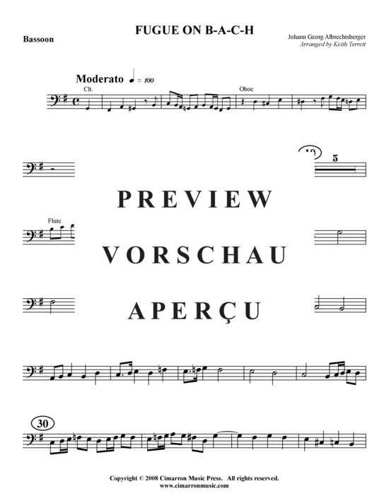 Produktgalerie: Seite 5 von 14 Fugue on B-A-C-H , , (Holzbläser-Quintett)