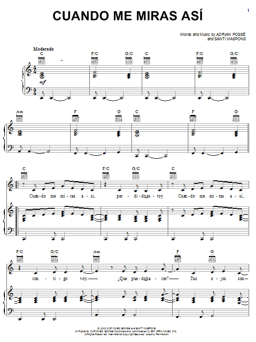 Produktgalerie: Seite 1 von 1 Cuando Me Miras Asi, Adrian Posse, Gesang, Gitarre, Klavier