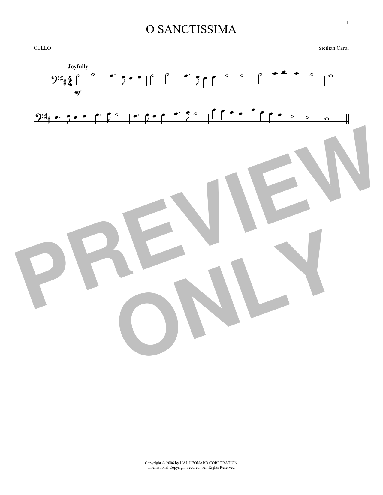 Produktgalerie: Seite 1 von 1 O Sanctissima, Sicilian Carol, Violoncello