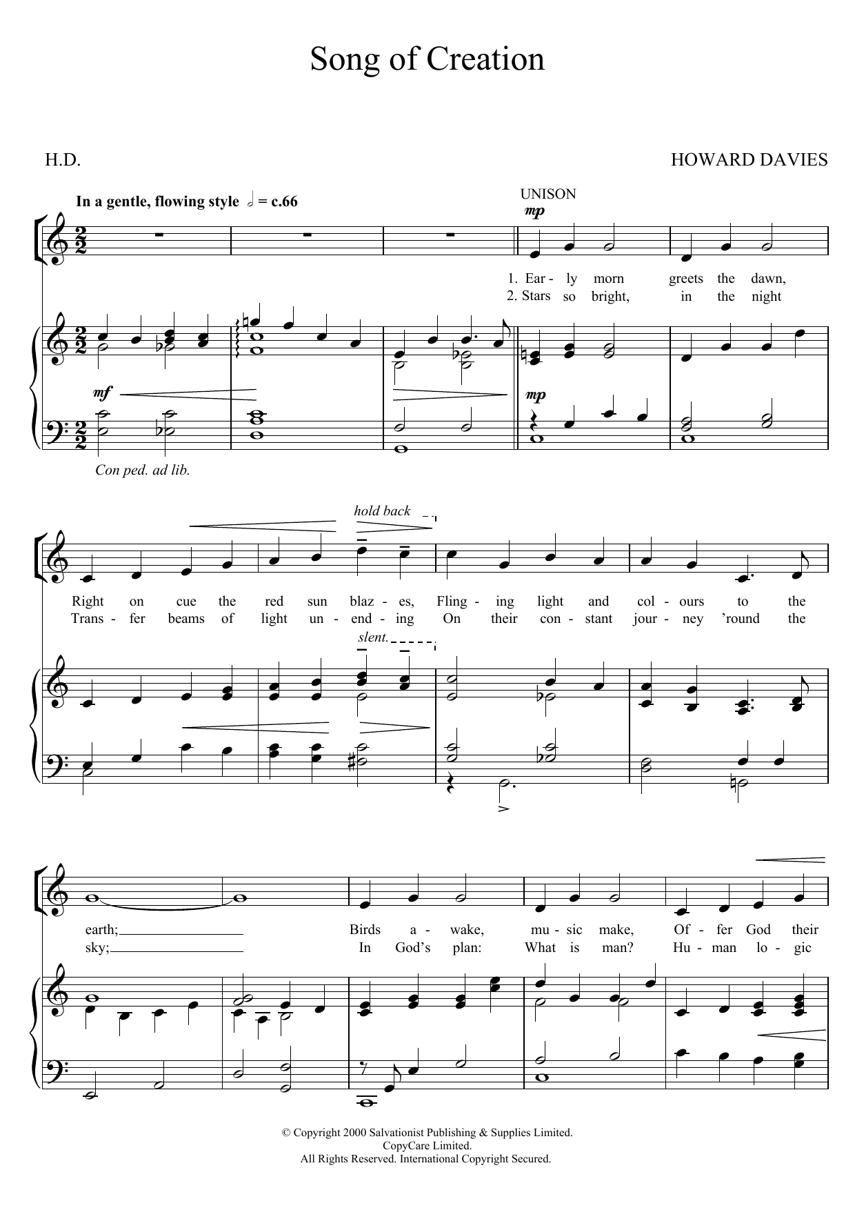 Produktgalerie: Seite 1 von 1 Song Of Creation, The Salvation Army, Gesang, Gitarre, Klavier