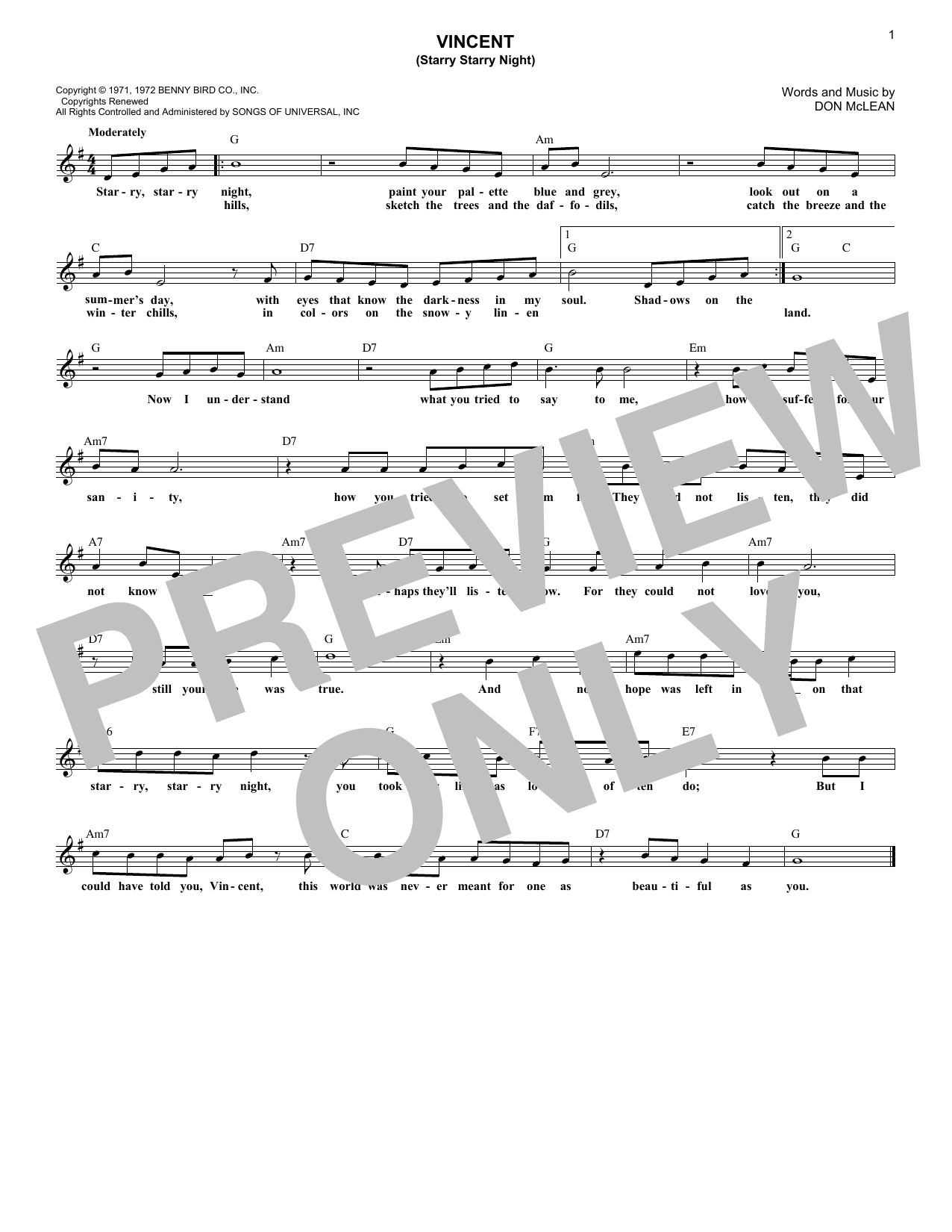 Produktbild zu: Vincent (Starry Starry Night)