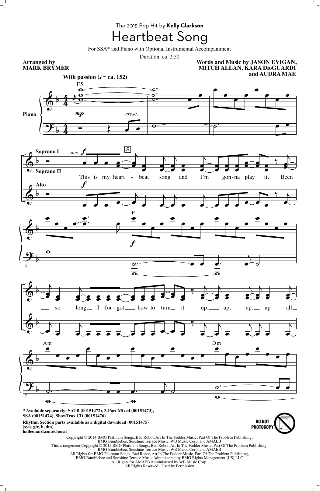 Produktgalerie: Seite 1 von 1 Heartbeat Song (arr. Mark Brymer), Kelly Clarkson, Chor