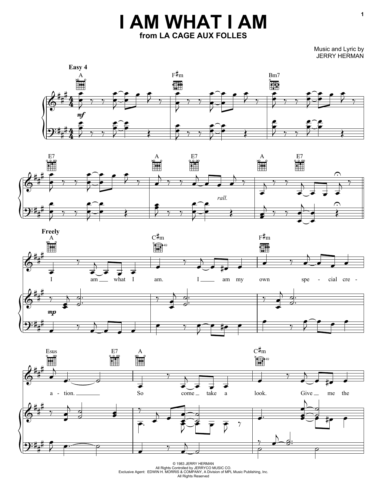 Produktgalerie: Seite 1 von 1 I Am What I Am (from La Cage Aux Folles), Jerry Herman, Gesang, Gitarre, Klavier