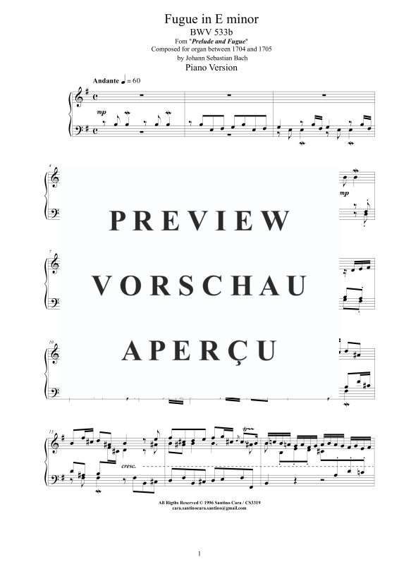 Produktgalerie: Seite 2 von 4 Fuge in E-Moll BWV 533b, , Klavier Solo