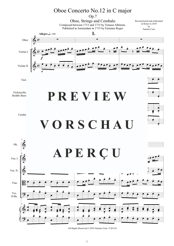 Product gallery: Page 2 of 11 Concerto No.12 in C-Dur Op.7, , Solo Oboe, String Ensemble, and Harpsichord (Basso Continuo)