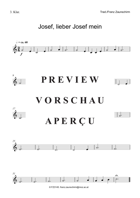 Product gallery: Page 6 of 7 Josef, lieber Josef mein , , (clarinet quartet)