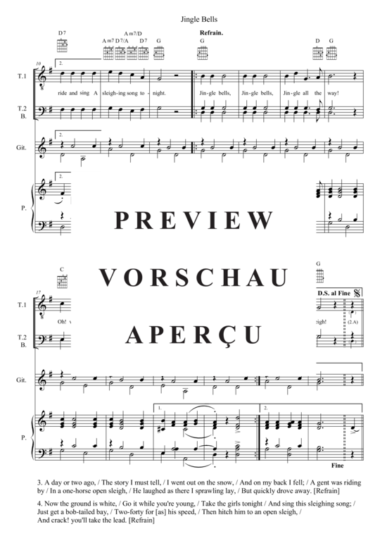 Produktgalerie: Seite 3 von 3 Jingle Bells , , (Männerchor TB + Klavier)
