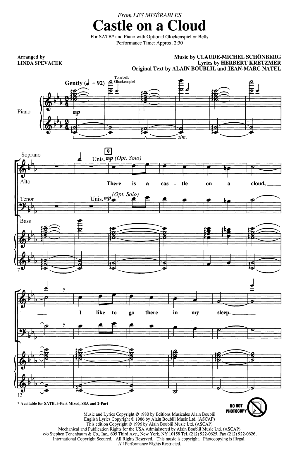 Product picture to: Castle On A Cloud (from Les Miserables) (arr. Linda Spevacek)