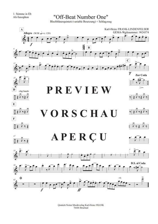 Produktgalerie: Seite 8 von 21 Off-Beat Number One , , (Quintett, variable Besetzung)
