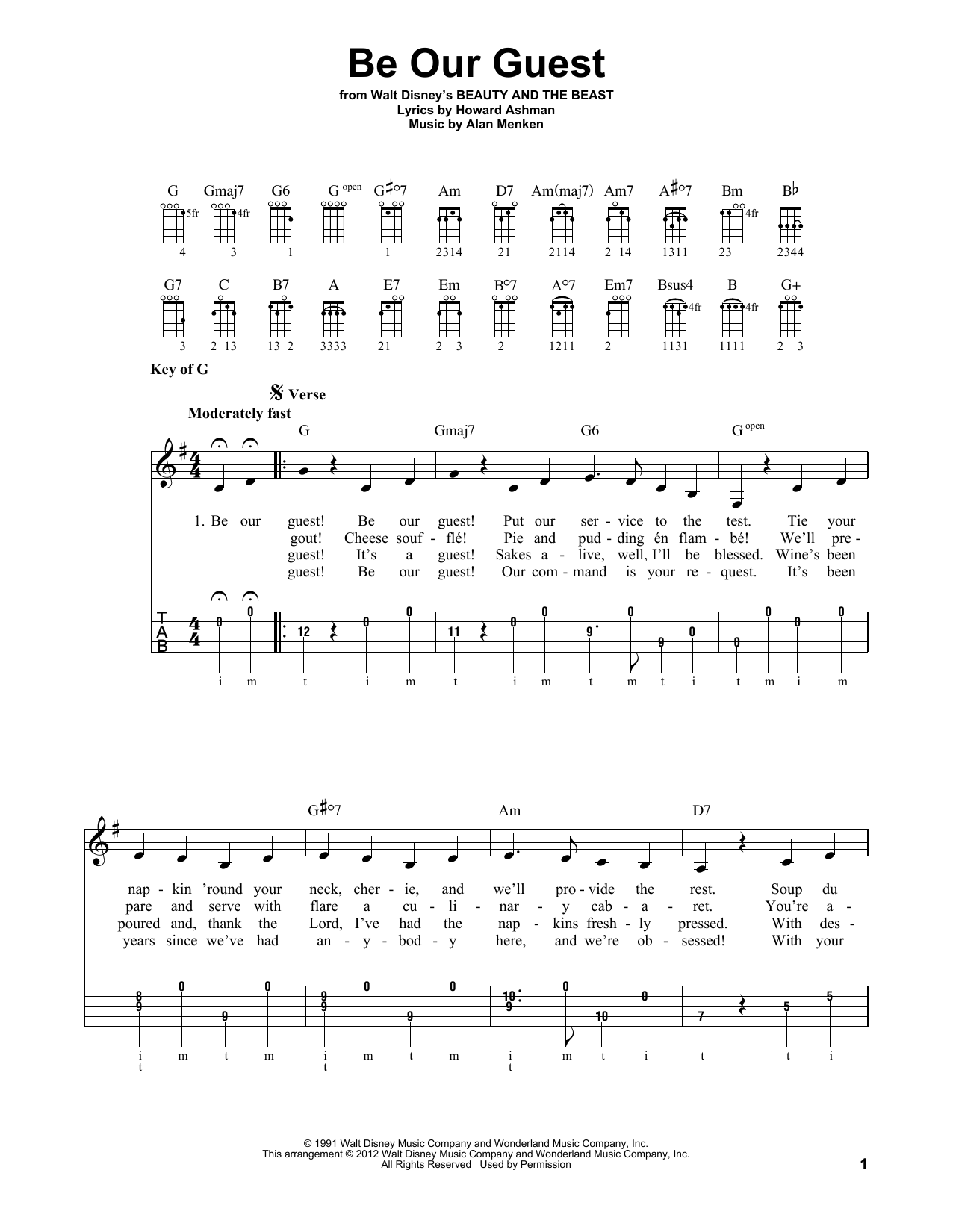 Produktgalerie: Seite 1 von 1 Be Our Guest (from Beauty And The Beast), Alan Menken & Howard Ashman, Banjo