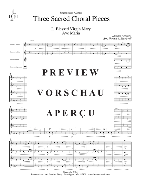 Produktgalerie: Seite 2 von 14 Drei geistliche Choral-Stücke  , , (2xTromp in B/C, Horn in F, Pos)