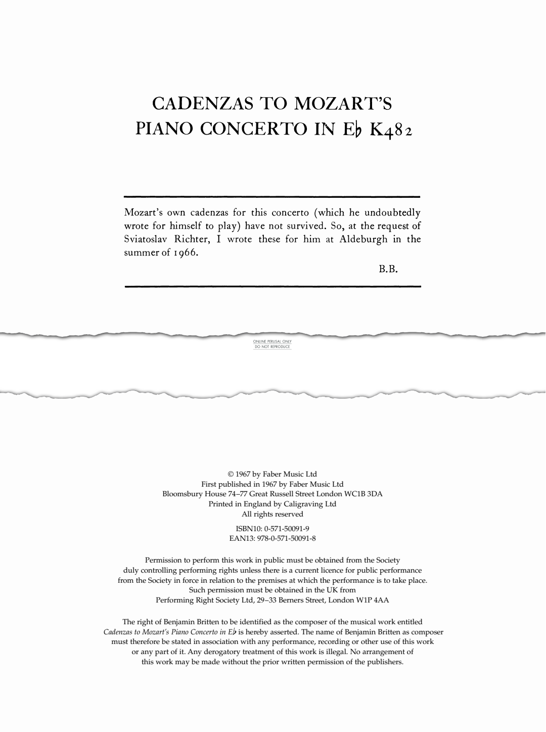 Produktbild zu: Cadenzas to Mozart's Piano Concerto in Eb Major K482
