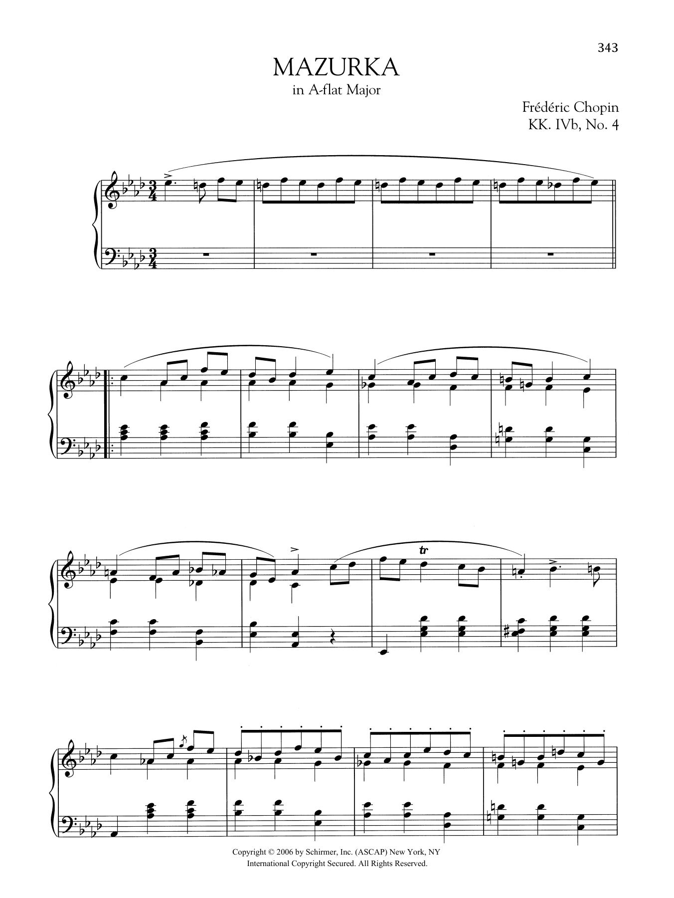 Product gallery: Page 1 of 1 Mazurka in A-flat Major, KK. IVb, No. 4, Frédéric Chopin