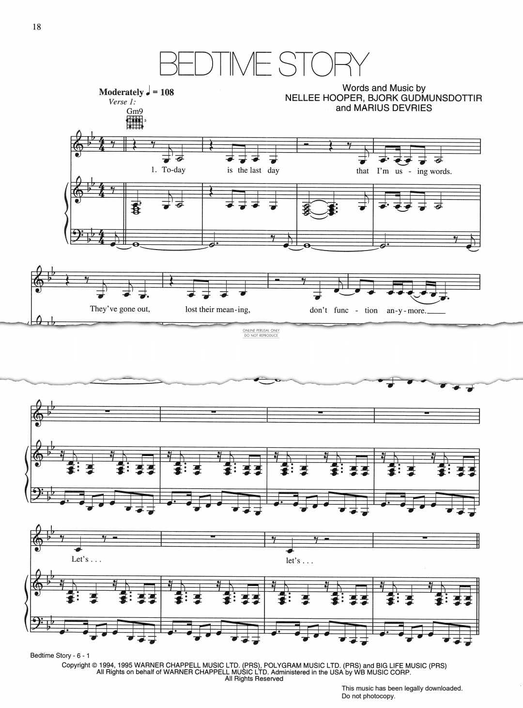 Produktgalerie: Seite 1 von 1 Bedtime Story, Madonna, Gesang, Gitarre, Klavier