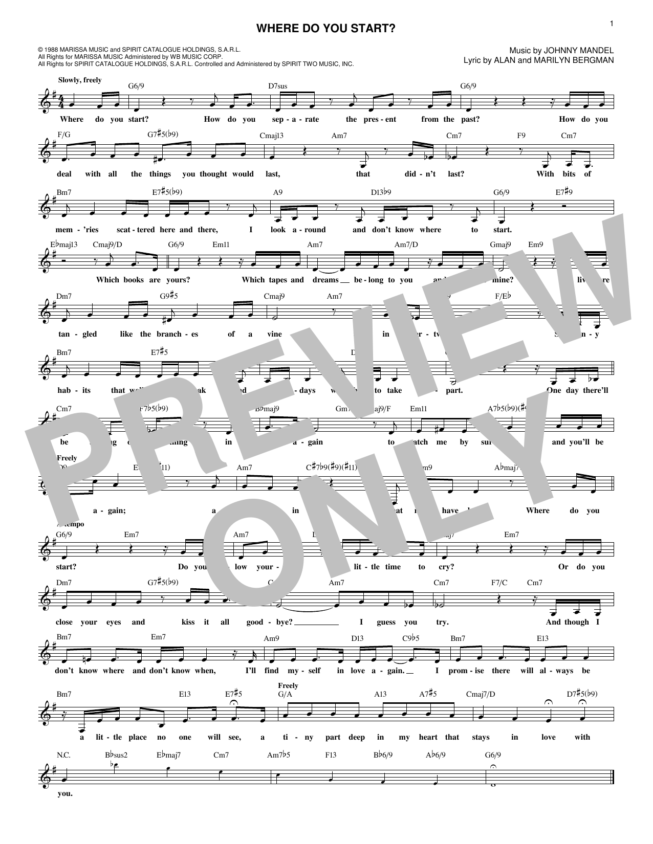 Product gallery: Page 1 of 1 Where Do You Start?, Johnny Mandel