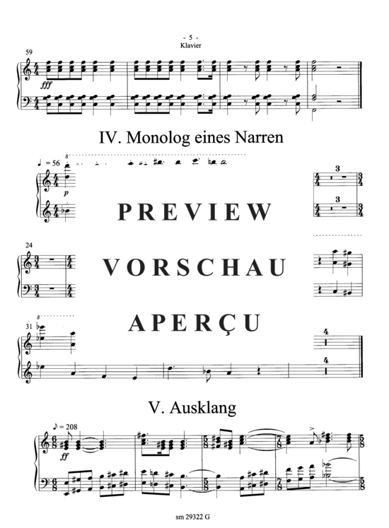 gallery: Narrenleben , , (Suite für Trompete + Ensemble) Klavier