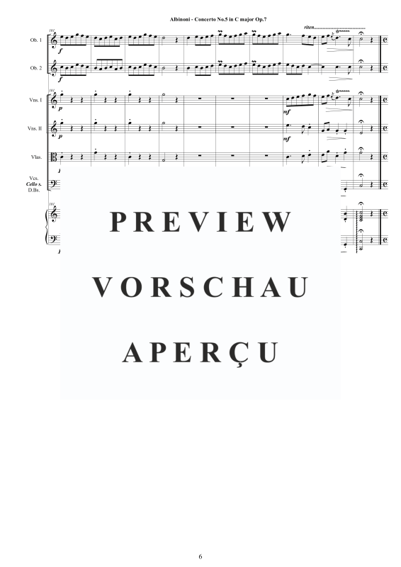 Product gallery: Page 7 of 11 Concerto No.5 in C-Dur Op.7, , 2 Solo Oboes, String Ensemble, and Harpsichord (Bc)